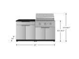 Outdoor Kitchen Stainless-Steel 4 Piece Cabinet Set with Bar, Grill Cabinet, Performance Grill, and Countertop