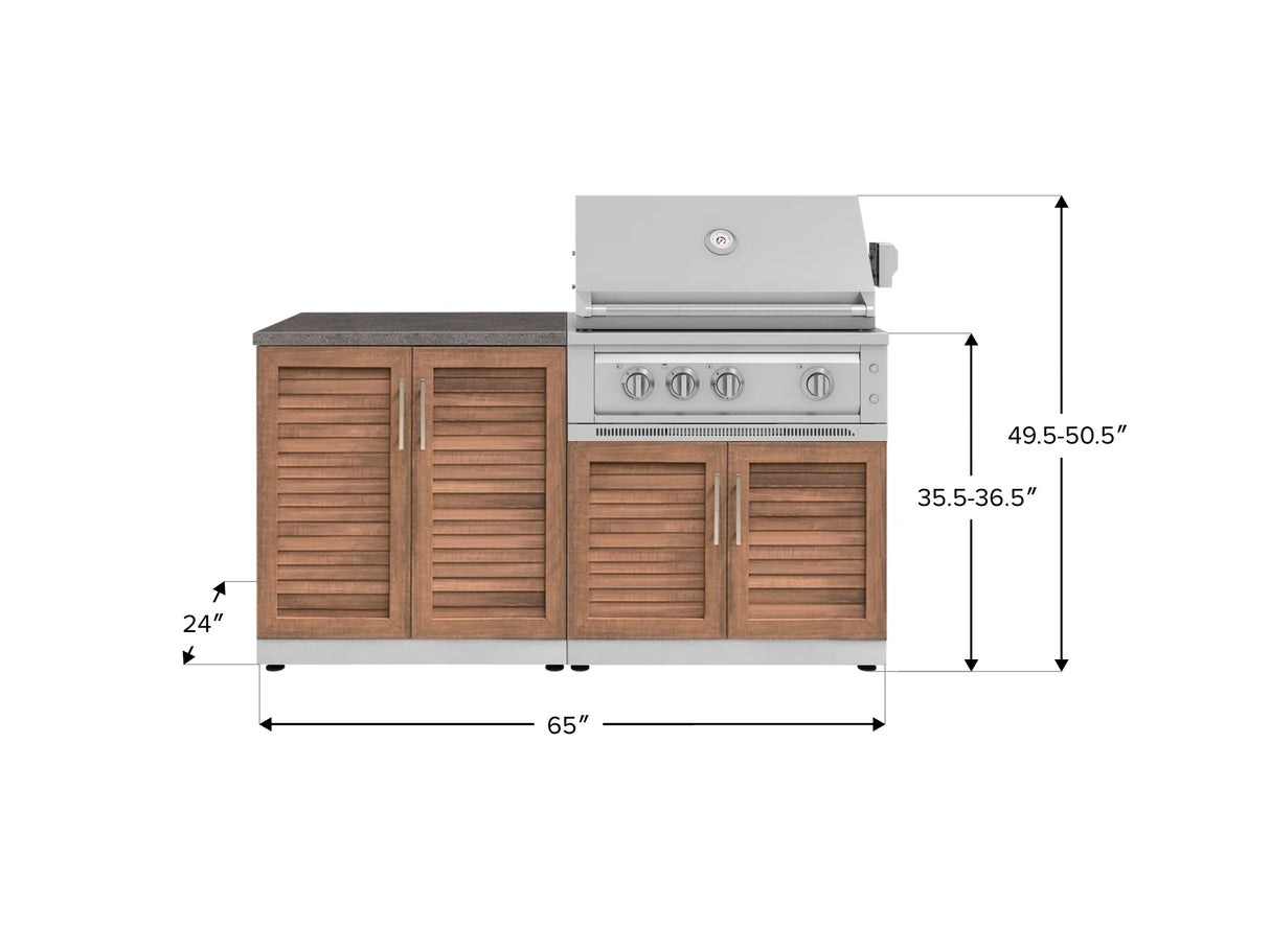 Outdoor Kitchen Stainless Steel 4 Piece Cabinet Set with 2 Door, Grill Cabinet, Platinum Grill and Countertop