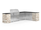 Outdoor Kitchen Signature Series 11 Piece L Shaped Cabinet Set with 3 Drawer, Bar, Dual Side Burner, Grill and Grill Cabinet