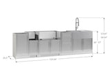 Outdoor Kitchen Signature Series 7 Piece Cabinet Set with Dual Side Burner and Sink Cabinet