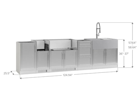 Outdoor Kitchen Signature Series 7 Piece Cabinet Set with Dual Side Burner and Sink Cabinet