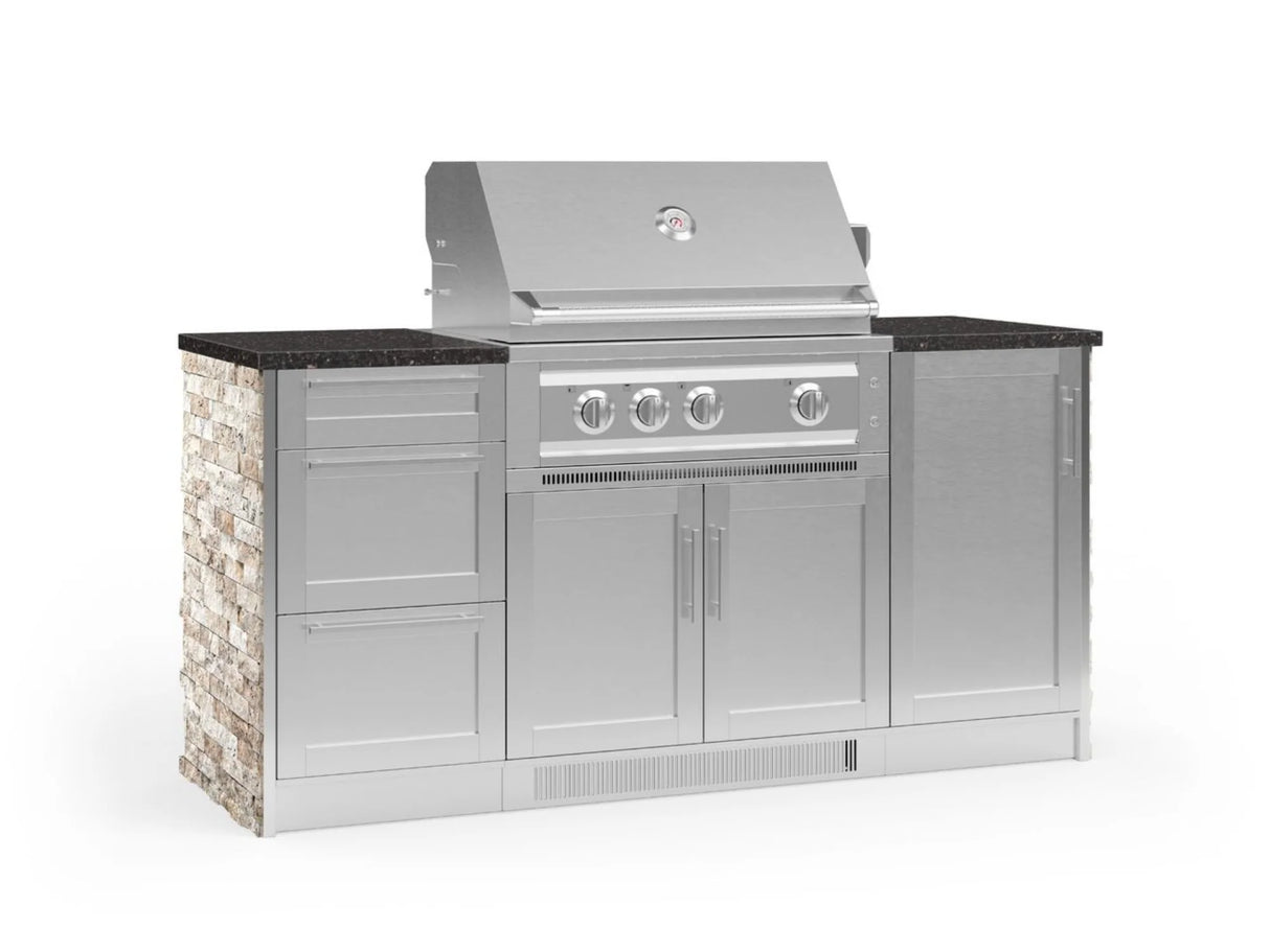 Outdoor Kitchen Signature Series 6 Piece Cabinet Set with Platinum Grill, 3 Drawer, 1 Door and Grill Cabinet