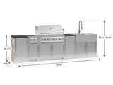 Outdoor Kitchen Signature Series 10 Piece Cabinet Set with 1 Door, Dual Side Burner, 3 Drawer, Sink, Grill and Grill Cabinet