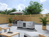 Outdoor Kitchen Stainless Steel 3 Piece Cabinet Set with 3-Drawer, 2-Door Cabinet and Fridge