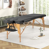 84 Inch Foldable Massage Table with Carrying Bag and Height Adjustable-Black
