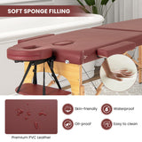 84 Inch Foldable Massage Table with Carrying Bag and Height Adjustable-Red