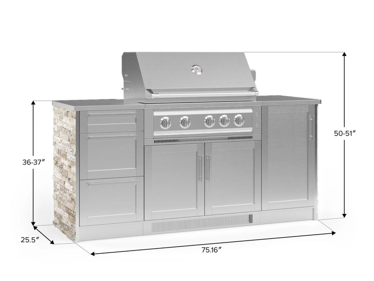 Outdoor Kitchen Signature Series 6 Piece Cabinet Set with Platinum Grill, 3 Drawer, 1 Door and Grill Cabinet