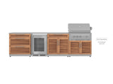 Outdoor Kitchen Stainless Steel 4 Piece Cabinet Set with 3-Drawer, Bar, Grill Cabinet and Fridge