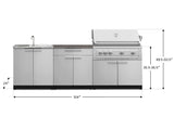 Outdoor Kitchen Stainless-Steel 5 Piece Cabinet Set with Bar, Sink, Grill Cabinet, Platinum Grill, and Countertop