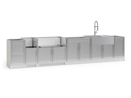 Outdoor Kitchen Signature Series 8 Piece Cabinet Set with Dual Side Burner, Sink and Grill Cabinet