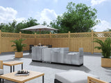 Outdoor Kitchen Stainless Steel 4 Piece Cabinet Set with Sink, Bar, Grill Cabinet and Fridge