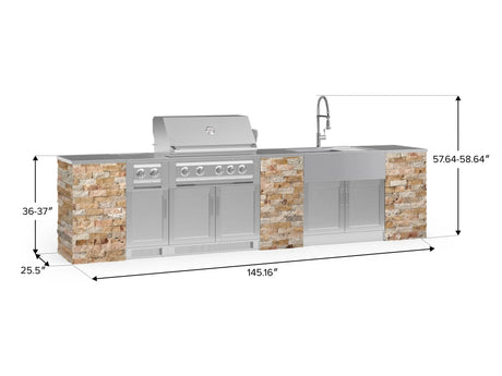 Outdoor Kitchen Signature Series 11 Piece Cabinet Set with Dual Side Burner, Sink, Platinum Grill and Grill Cabinet