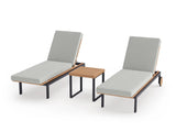 Monterey Teak Chaise Lounge (Set of 2) with Side Table