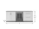 Outdoor Kitchen Stainless Steel 5 Piece Cabinet Set with 3-Drawer, 2-Door Cabinet, Countertops and Fridge