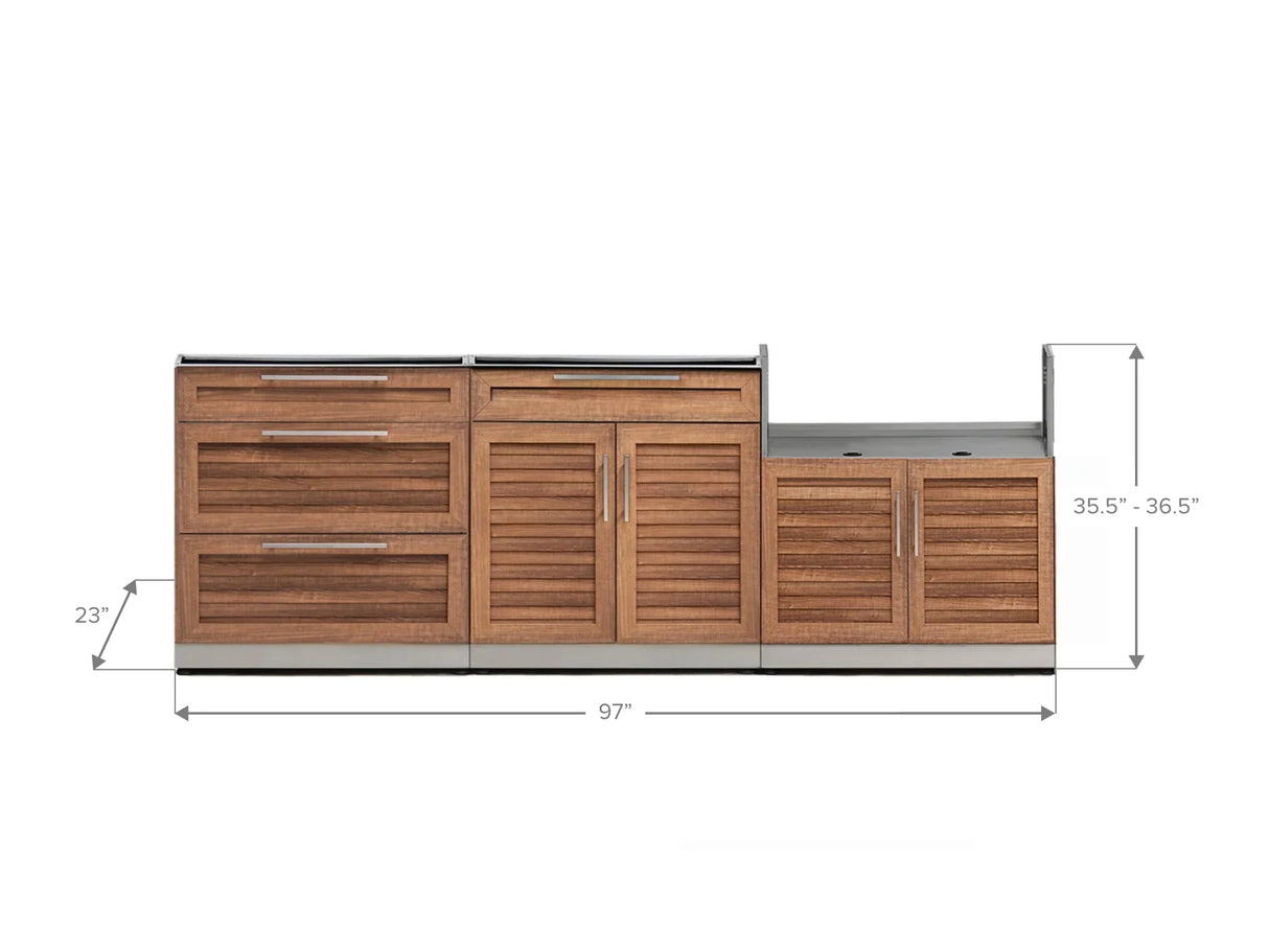 Outdoor Kitchen Stainless Steel 3 Piece Cabinet Set with 3-Drawer, Bar and Grill Cabinet