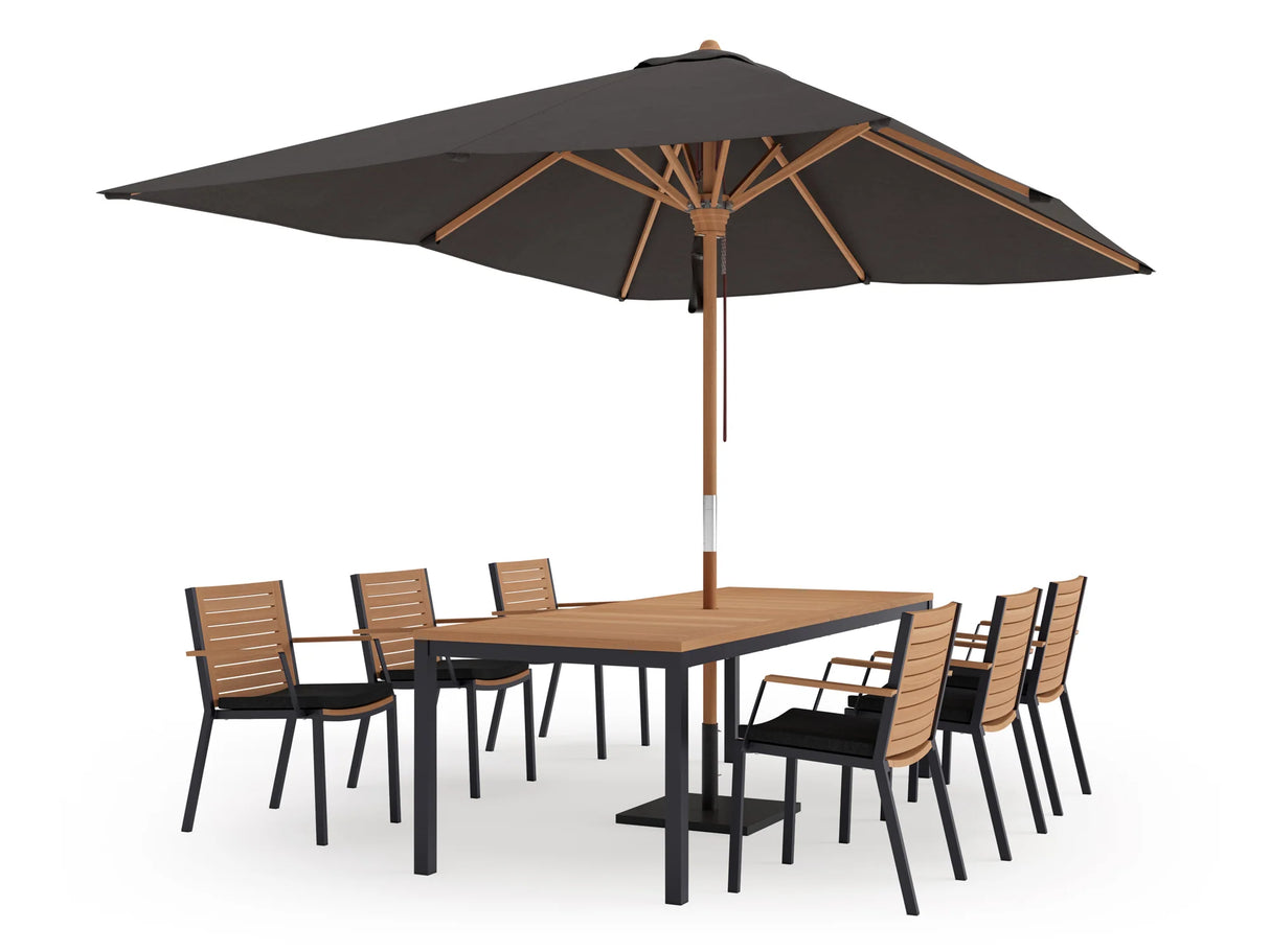 Monterey 6 Seater Dining Set with 96 In. Table with Umbrella