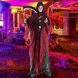 8 Feet Halloween Standing Grim Reaper with Terrifying Sounds and Lighted Eyes