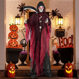 8 Feet Halloween Standing Grim Reaper with Terrifying Sounds and Lighted Eyes