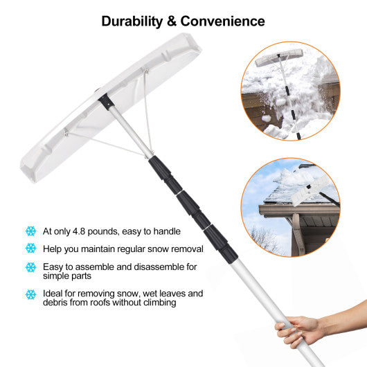 21 Feet Aluminum Large Poly Blade Telescoping Snow Roof Rake