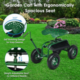 Extendable Handle Garden Cart Rolling Wagon Scooter-Green