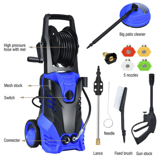 3000 PSI Electric High Pressure Washer With Patio Cleaner -Blue