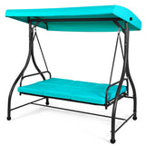 3 Seats Converting Outdoor Swing Canopy Hammock with Adjustable Tilt Canopy-Turquoise