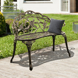 Aluminum Patio Outdoor Garden Bench Chair Loveseat Cast-Bronze