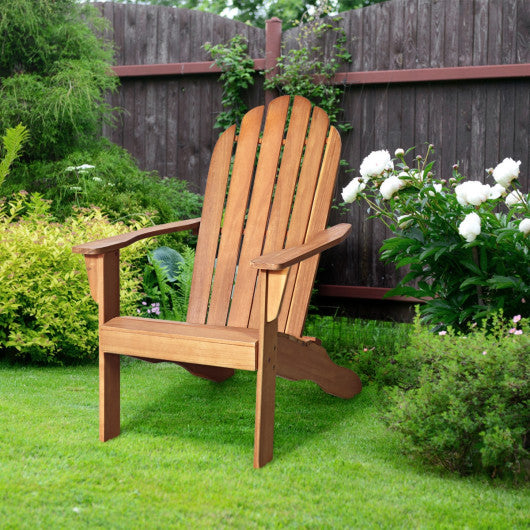 Acacia Wood Outdoor Adirondack Chair with Ergonomic Design-Natural