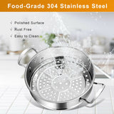 2/3 Tier Stainless Steel Steamer with Handles and Glass Lid-3-Tier