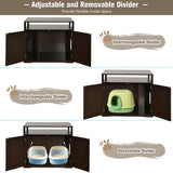 Wooden Cat Litter Box Enclosure Hidden Cat Washroom with Storage Layer-Brown