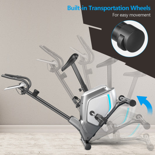 Magnetic Stationary Upright Exercise Bike with LCD Monitor and Pulse Sensor