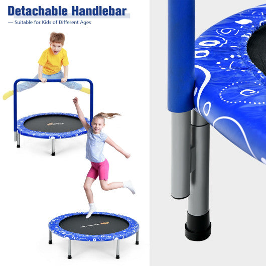 36 Inch Kids Trampoline Mini Rebounder with Full Covered Handrail-Blue