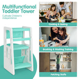 Kids Kitchen Step Stool with Double Safety Rails-Green