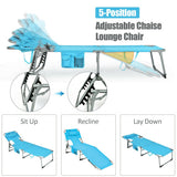 Folding Beach Lounge Chair with Pillow for Outdoor-Turquoise