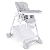 Baby Convertible Folding Adjustable High Chair with Wheel Tray Storage Basket-Gray