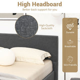 Full/Queen Size Upholstered Platform Bed Frame with Linen Headboard-Queen Size
