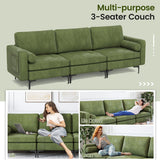 3-Seat Sofa Sectional with Side Storage Pocket and Metal Leg-Army Green