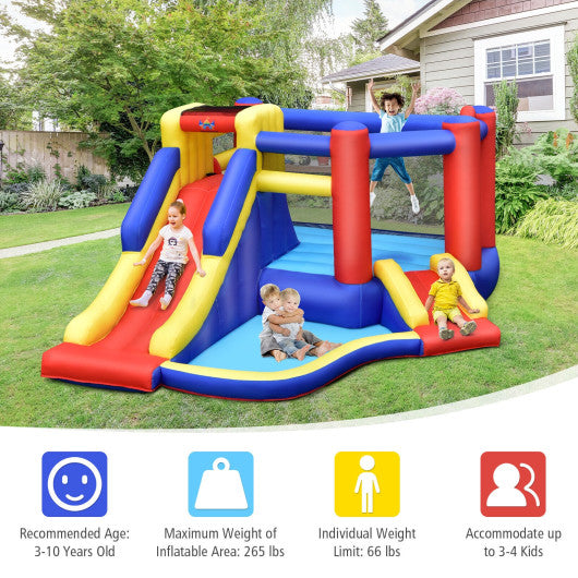 Kids Inflatable Bouncy Castle with Double Slides without Air Blower