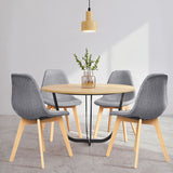 4 Pieces Modern Dining Chair Set with Wood Legs and Fabric Cushion Seat