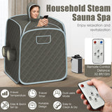 800W 2 Person Portable Steam Sauna Tent SPA with Hat Side Holes 3L Steamer-Gray