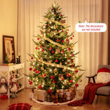 8 FT Pre-Lit Artificial Hinged Xmas Tree with 1480 PVC and PE Branch Tips-XL
