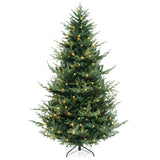 8 FT Pre-Lit Artificial Hinged Xmas Tree with 1480 PVC and PE Branch Tips-XL