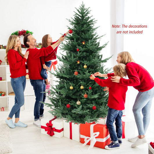 8 FT Pre-Lit Artificial Hinged Xmas Tree with 1480 PVC and PE Branch Tips-XL