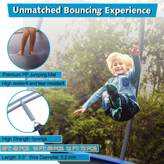 8 Feet ASTM Approved Recreational Trampoline with Ladder-Blue