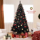6/7/8 Feet Black Artificial Halloween Christmas Tree with PVC Branch Tips and 210/320/450 Cool White LED Lights-L