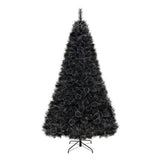 6/7/8 Feet Black Artificial Halloween Christmas Tree with PVC Branch Tips and 210/320/450 Cool White LED Lights-L