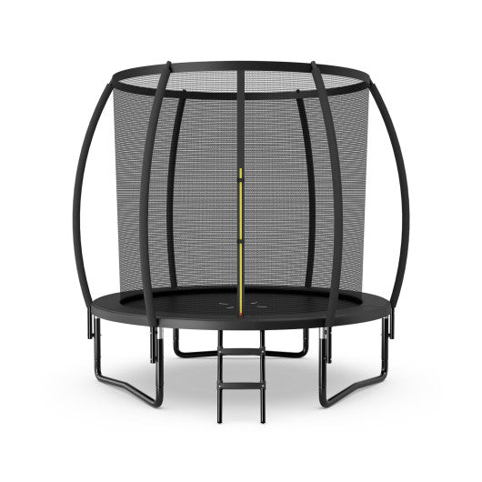 8 Feet ASTM Approved Recreational Trampoline with Ladder-Black