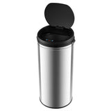 8 Gal Automatic Trash Can with Stainless Steel Frame Touchless Waste Bin-Silver