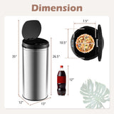 8 Gal Automatic Trash Can with Stainless Steel Frame Touchless Waste Bin-Silver
