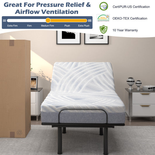 8/10 Inch Twin XL Cooling Adjustable Bed Memory Foam Mattress-8 inches